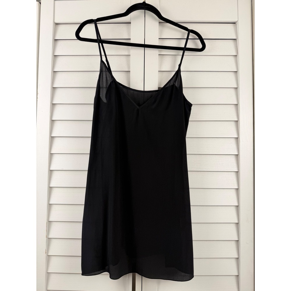 Equipment Silk Slip Dress Spaghetti Strap V Neck Womens L Black Lined